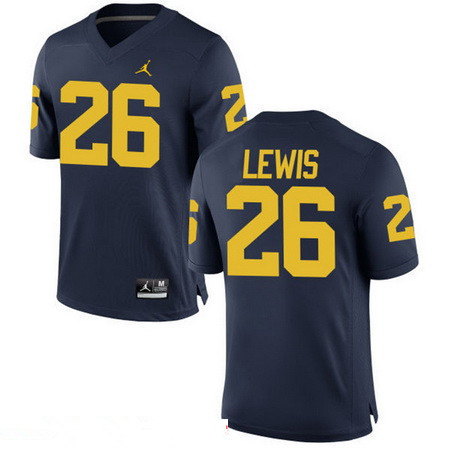 Men's UM Wolverines Blue 2024 replica Jourdan Lewis #26 match worn