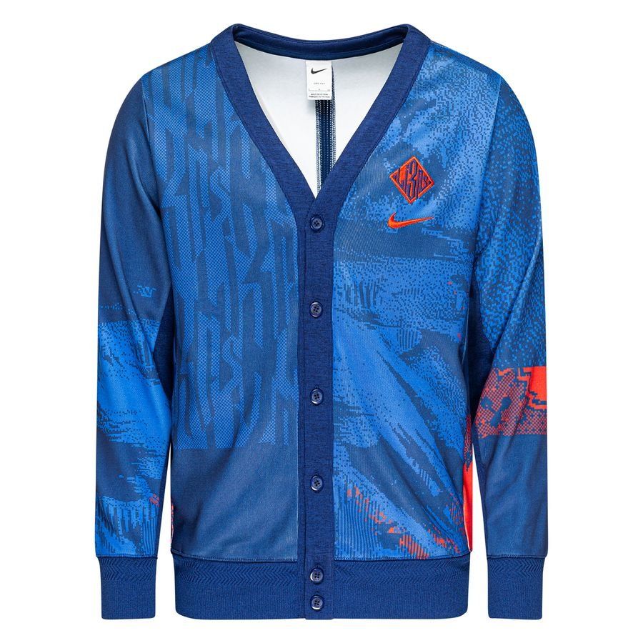 England Cardigan Shirt Dri Fit Player Blue Void/challenge Red