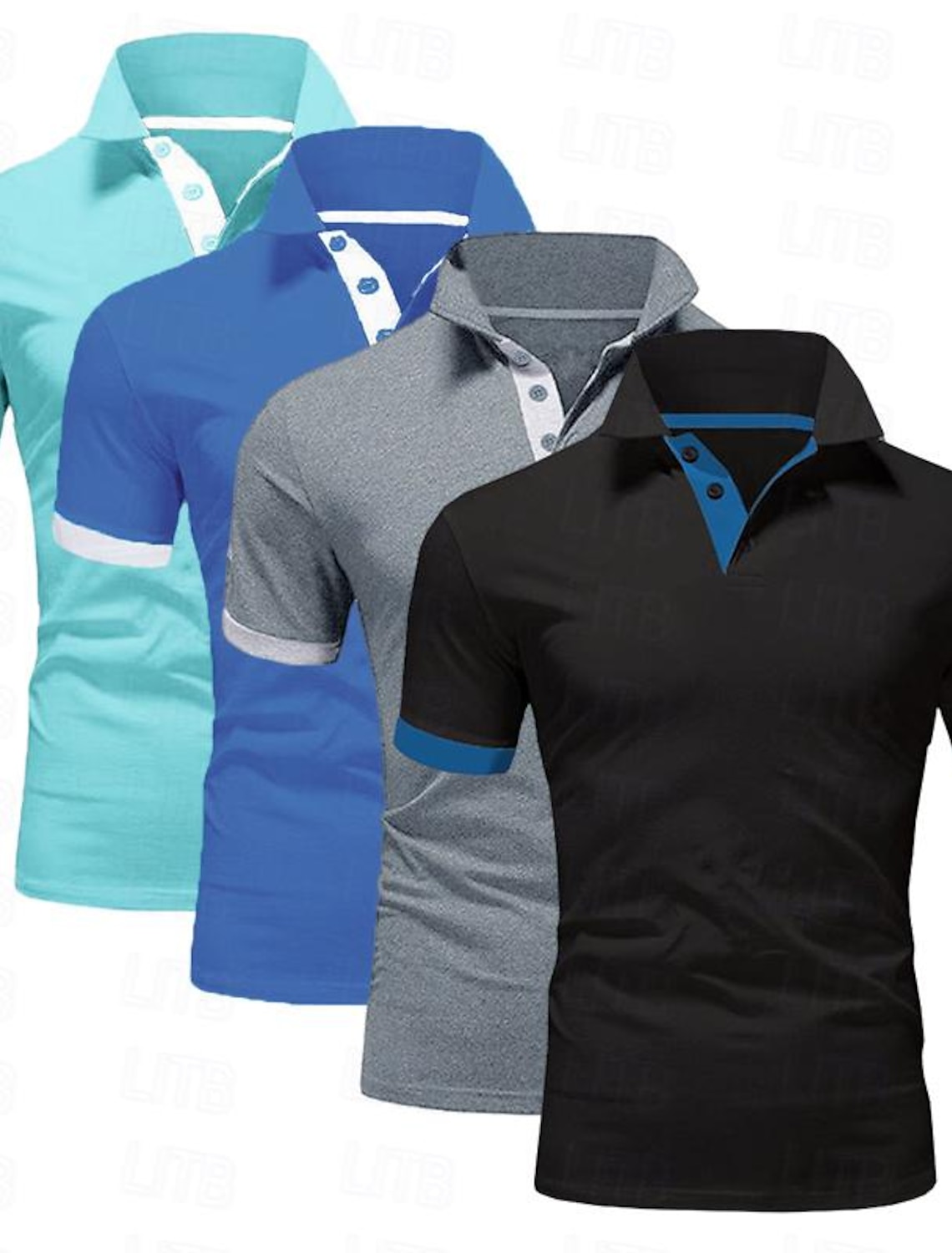 4 Pack Men's Polo T-Shirt Golf Shirt Casual Sports Workwear Office