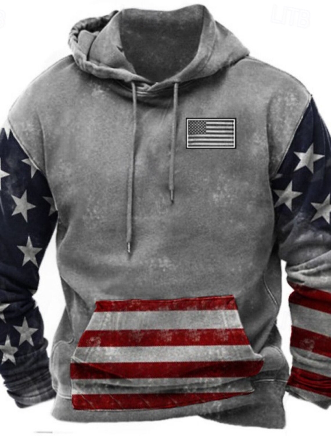 Men's Graphic American Flag Hoodie Pullover Printed Fashion Streetwear