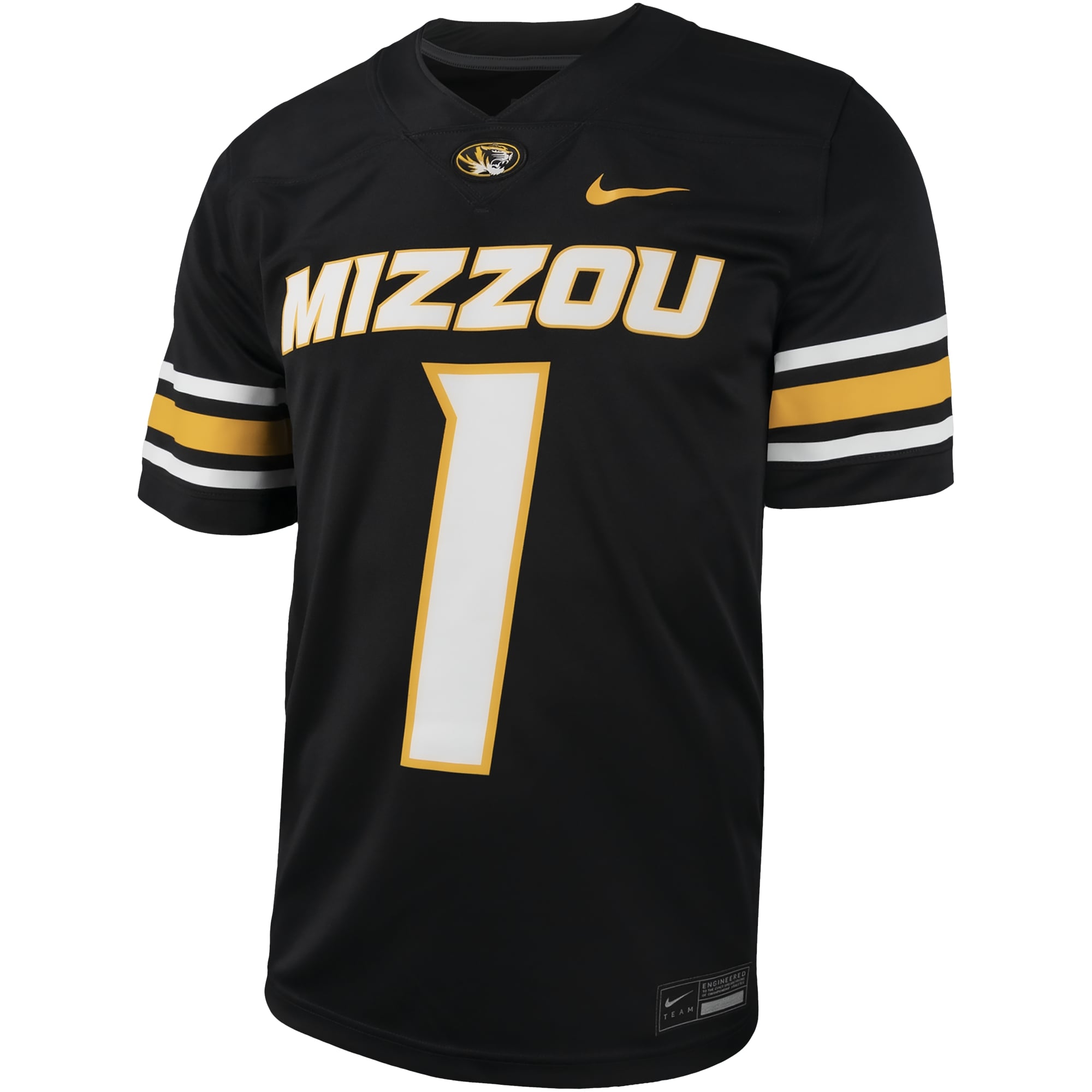 Men's #1 Black Missouri Tigers Football Jersey