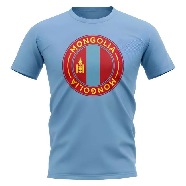 Mongolia Football Badge T-Shirt (Sky)