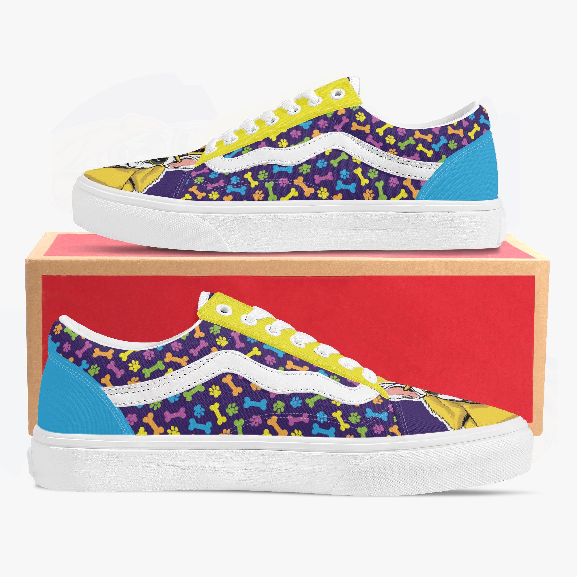 French Bulldog Lover Papi Trendy Low Top Canvas Sneakers Casual Footwear