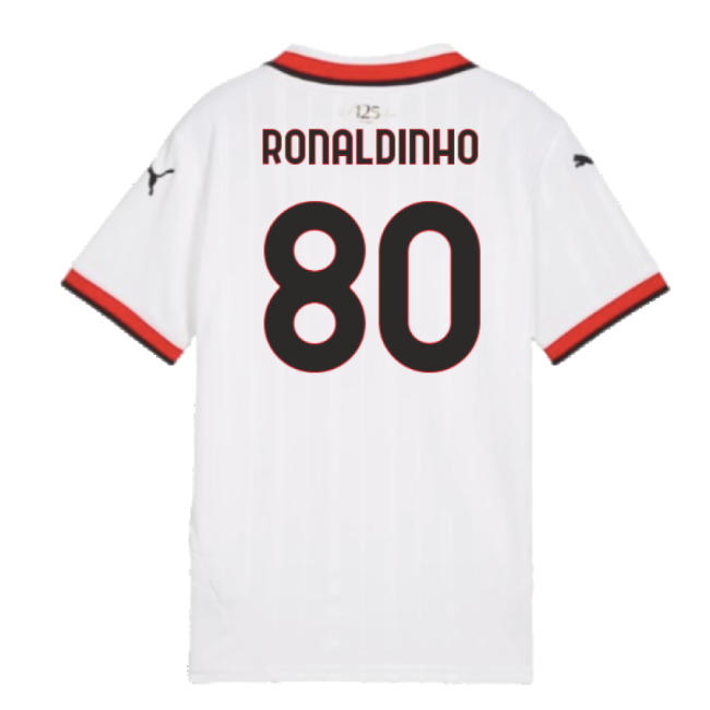 2024-2025 AC Milan Away Shirt (Kids) (Ronaldinho 80) Quick Dry