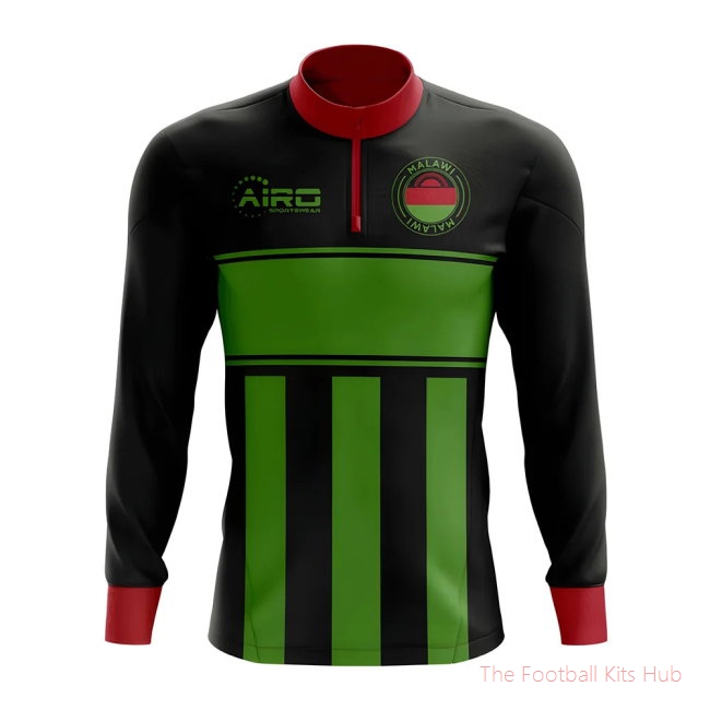 Malawi Concept Football Half Zip Midlayer Top (Black-Green)