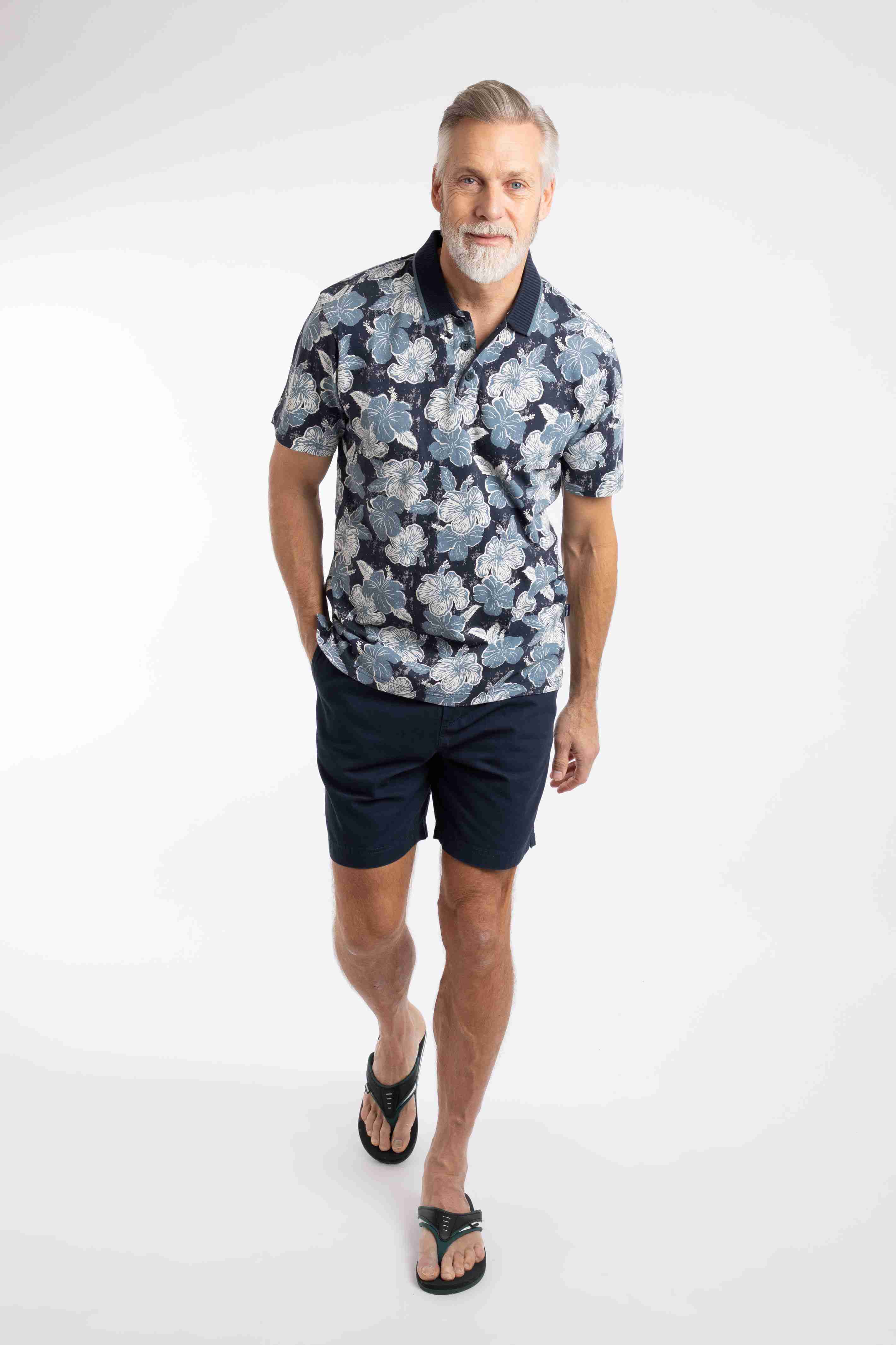 Jarat Printed Jersey Polo Shirt Light Blue