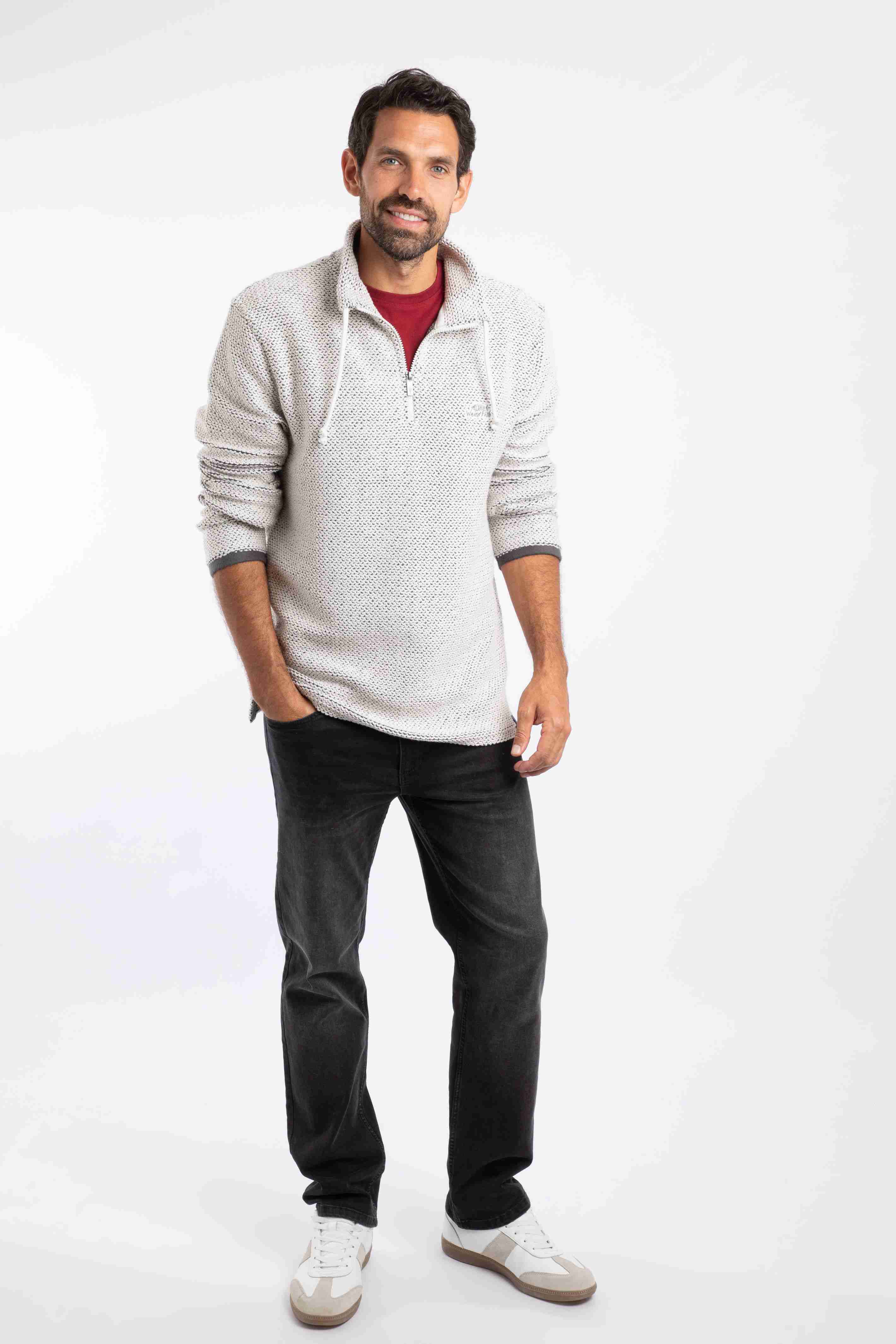 Cruiser 1/4 Zip Macaroni Sweatshirt Ecru