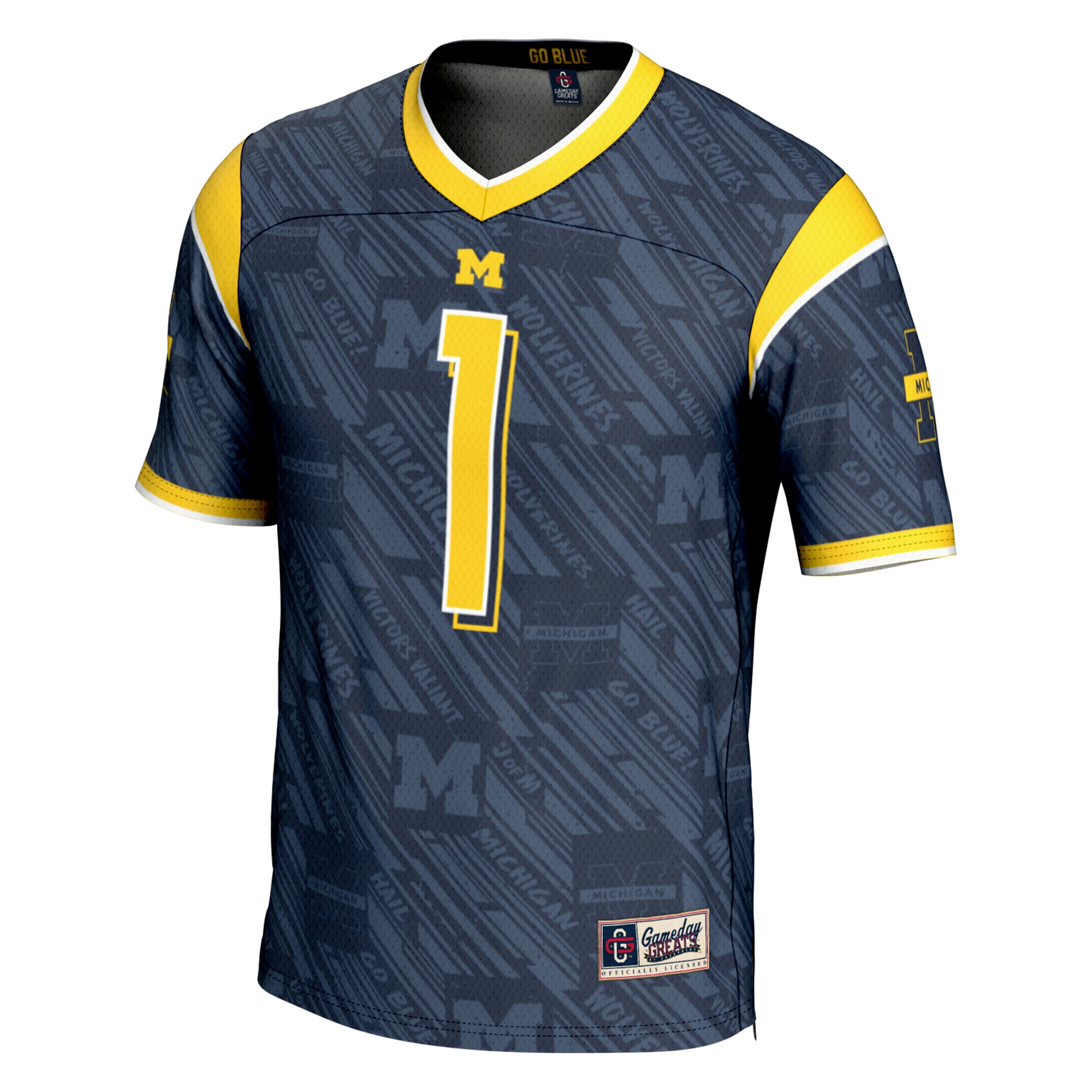 Michigan Wolverines #1 GameDay Greats Navy Highlight Print Football Fashion 2026/2027 Football Jersey
