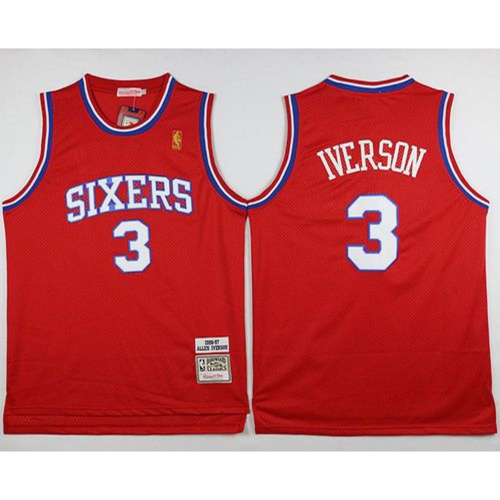 Fan Favorite Collector's Item Men's 76ers #3 Allen Red Basketball Jersey
