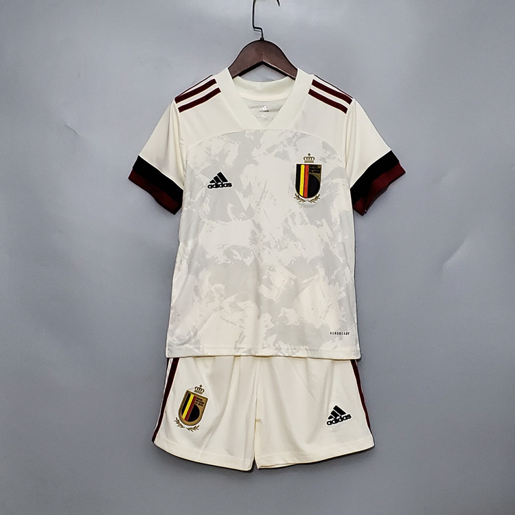 Belgium 20-21 Euro Soccer Shirt White Kids KitShirtShorts - Official
