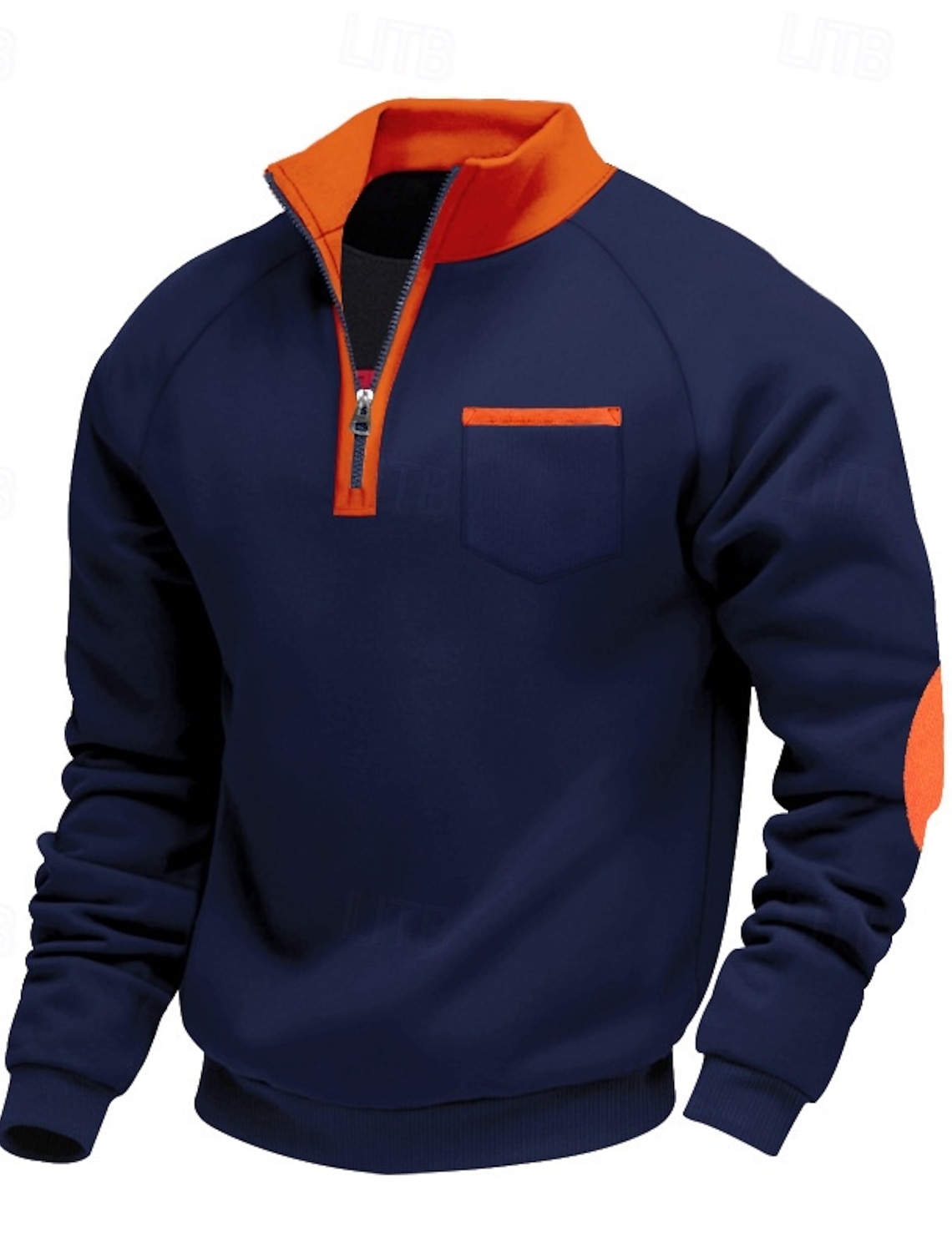 Men's Sweatshirt Quarter Zip Black Burgundy Navy Blue Light Grey Dark