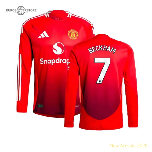 2024-2025 Man Utd Authentic Long Sleeve Home Shirt (beckham 7)