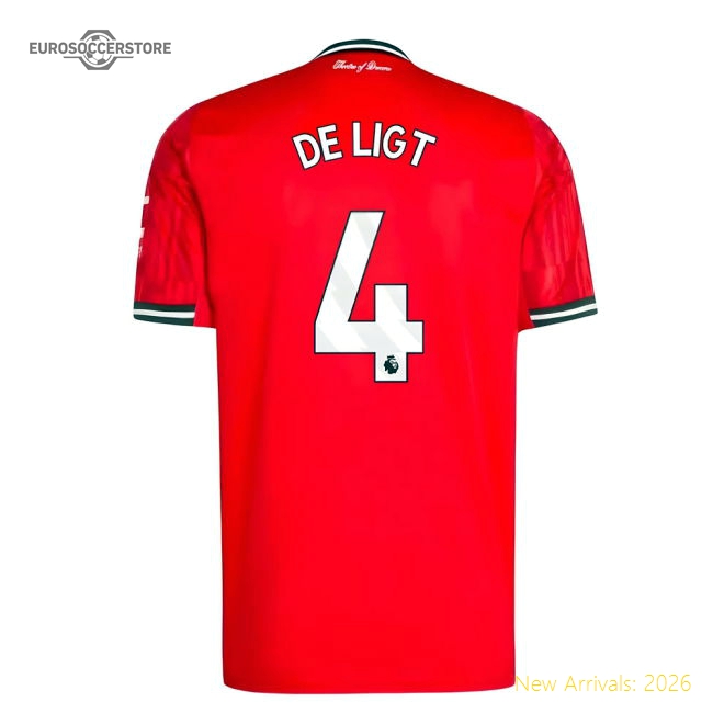 2025-2026 Man Utd Home Football Jersey (De Ligt 4) In Multiple Youth