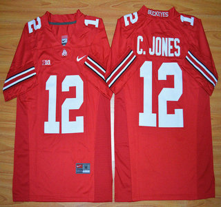 Men's OSU Buckeyes Red 2015 match worn Cardale Jones #12 team