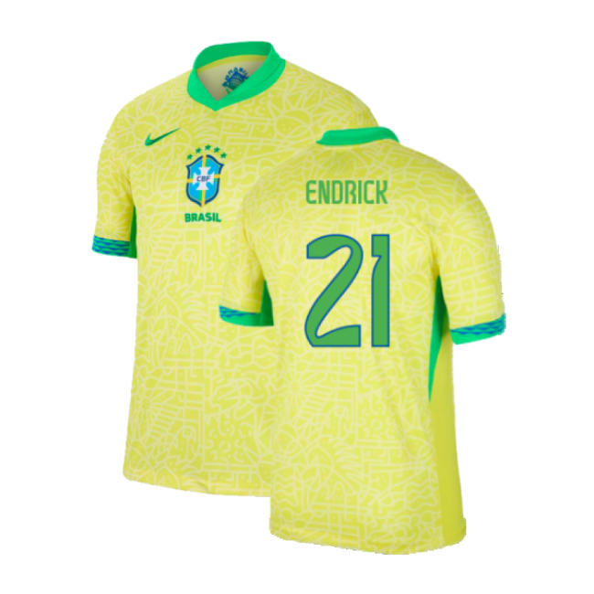Quality 2024-2025 Brazil Home Shirt (Endrick 21) Player