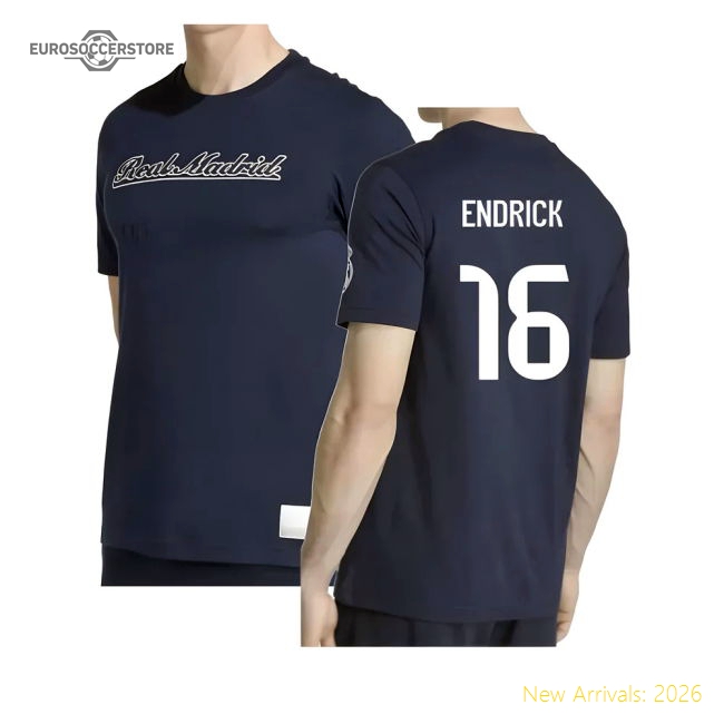 Professional-Grade 2025-2026 Real Madrid Us Tee (Navy) (Endrick 16)