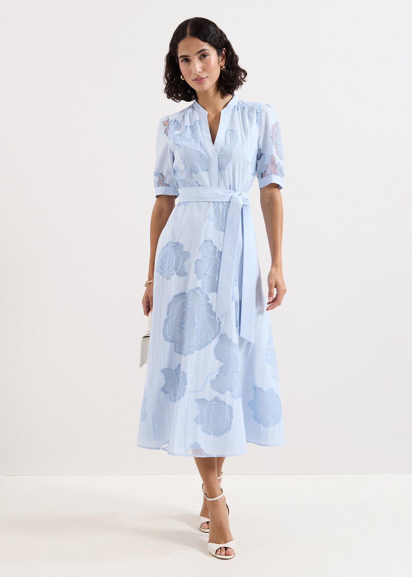 Queenie Blue Floral Swing Dress