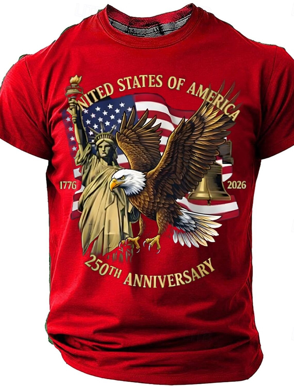 4th of July 2026 250th Memorial Day Men's Bible 3D Print Crew Neck Short Sleeve T-Shirt Daily Street