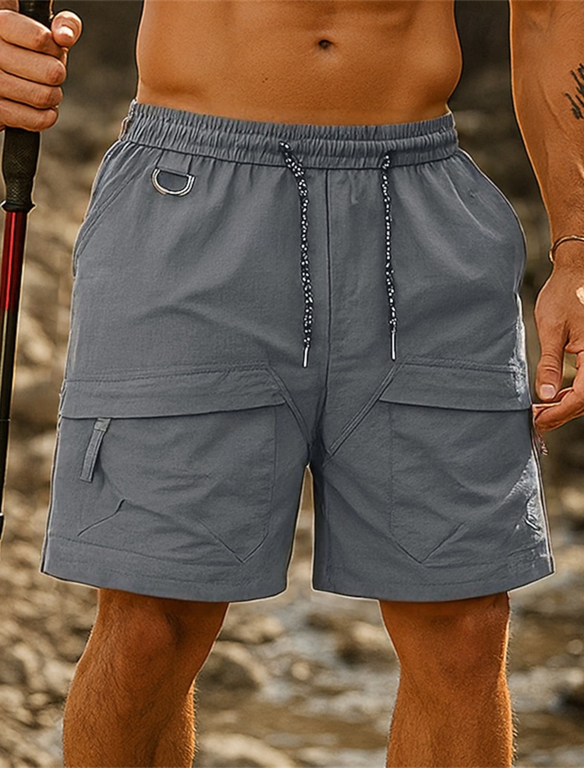 Men's Cargo Shorts Hiking Shorts sport shorts Patchwork Summer Outdoor Regular Fit Quick Dry Lightweight Breathable Shorts Drawstring Pocket Elastic Waist Black Army Green Tennis Golf Running S M L