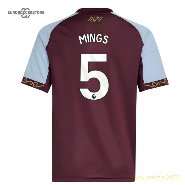 Official 2025-2026 Aston Villa First Shirt Kids Mings 5