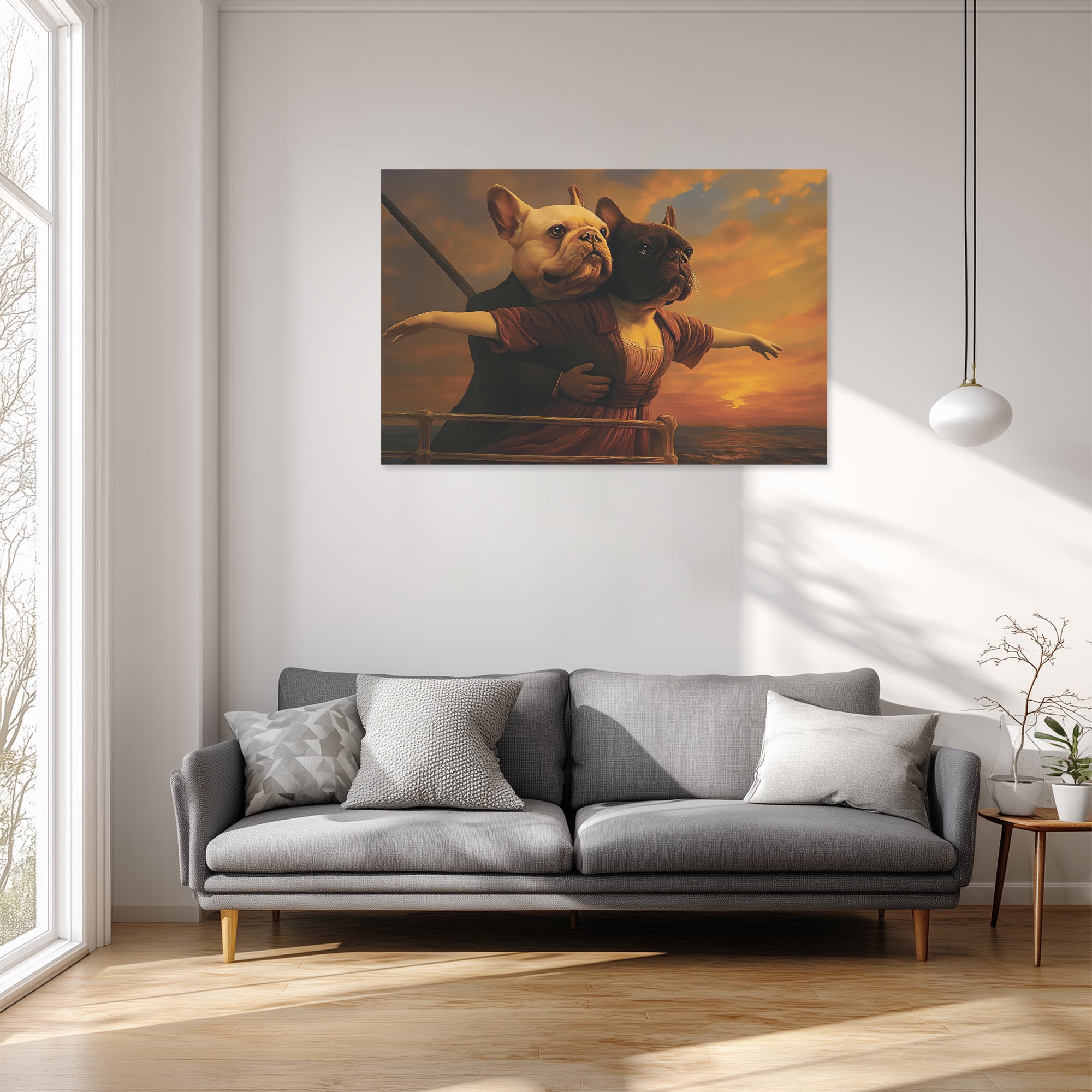 Pet-Lover Ellie - Adorable Frenchie Canvas Wall Art for Fashion Lovers
