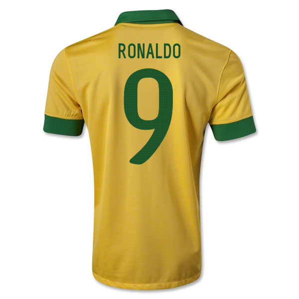 Match Quality 1314 Brazil 9 Ronaldo Yellow Home Jersey Shirt