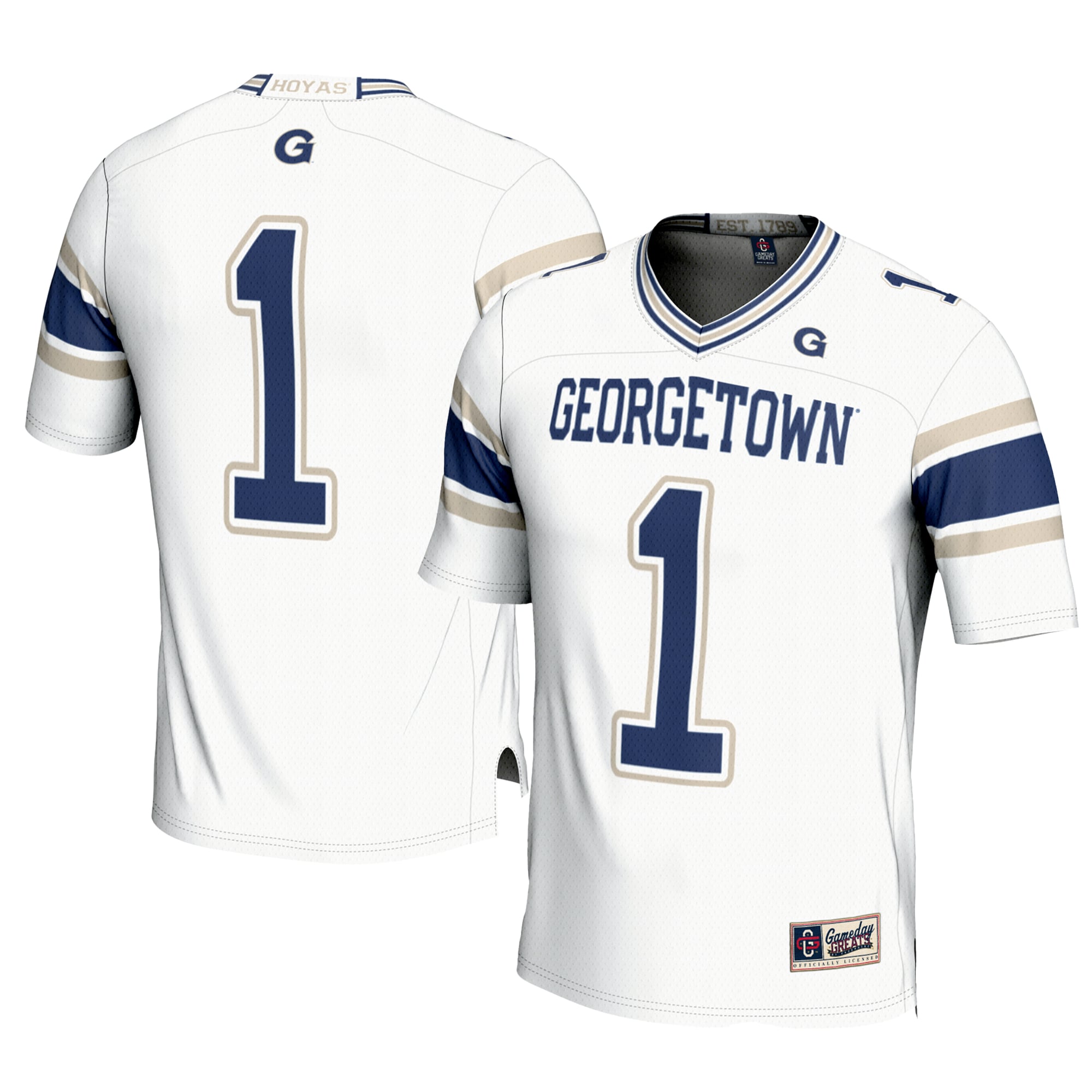 Men's #1 White Georgetown Hoyas Football Jersey