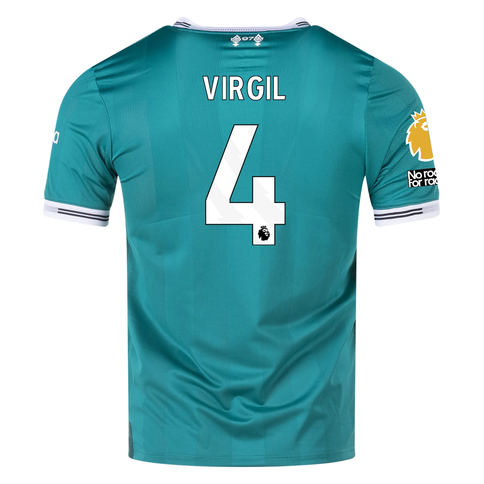 Virgil van Dijk Liverpool FC Authentic Third Football Shirt 25/26 EPL No Room For Racism Sea Green