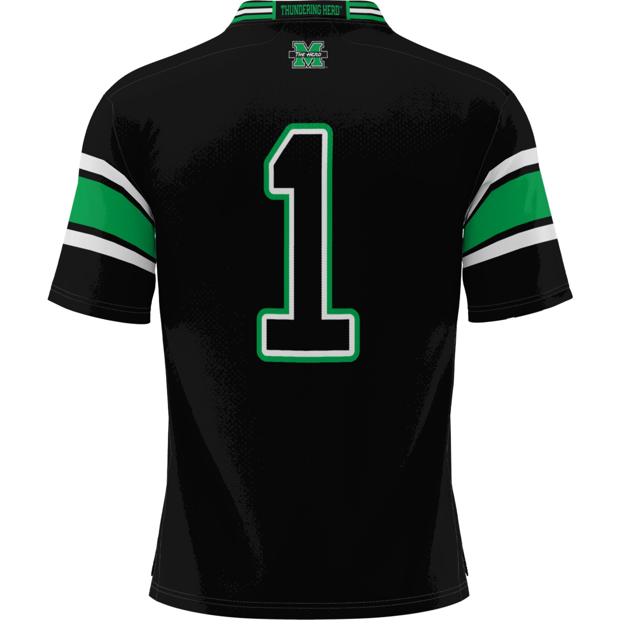 Men's #1 Black Marshall Thundering Herd Football Jersey