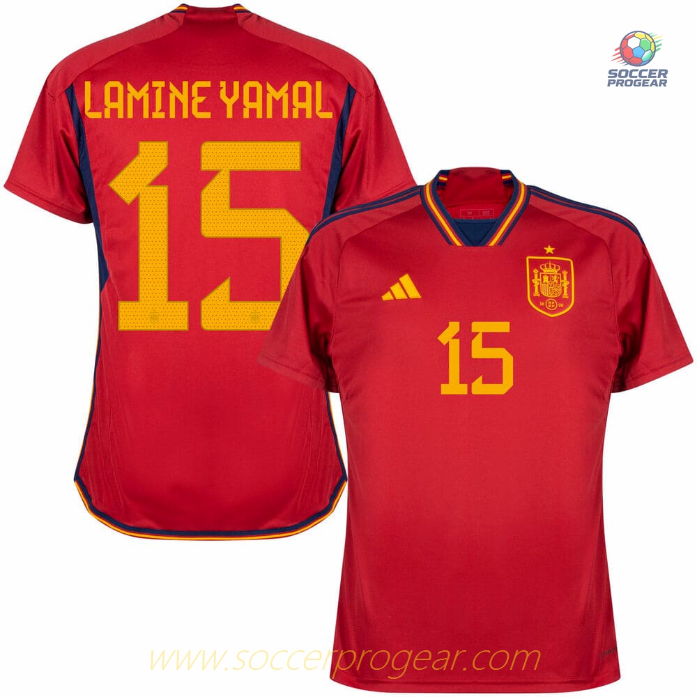 Spain Home Football Jersey 2022 2023 Lamine Yamal