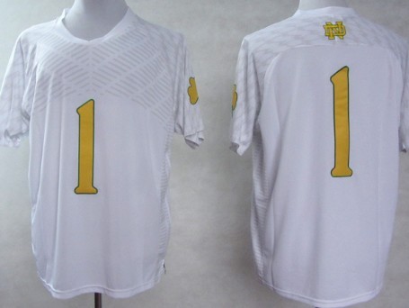 Men's ND Irish White 2013 official licensed Louis Nix #1 alternate
