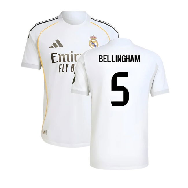 2025-2026 Real Madrid Auth Home Shirt (Bellingham 5) - Stadium Qual...