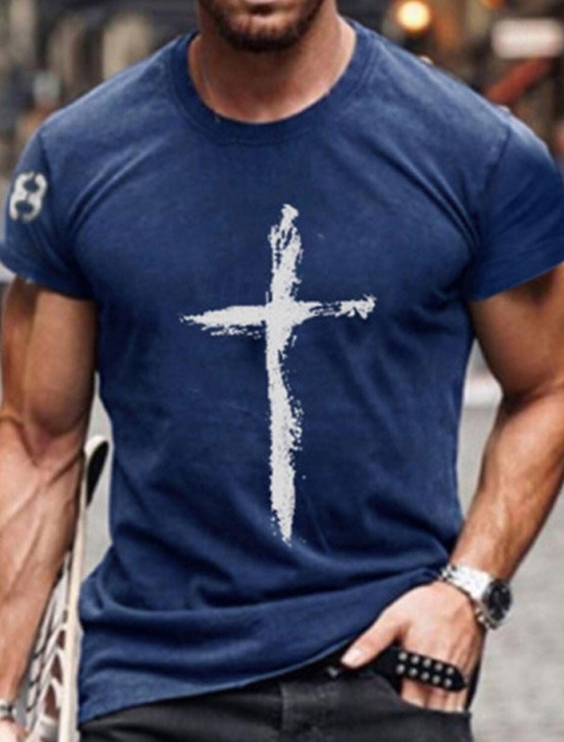 Men's Templar Cross Letter T Shirt Graphic Tee Christian Shirts Short