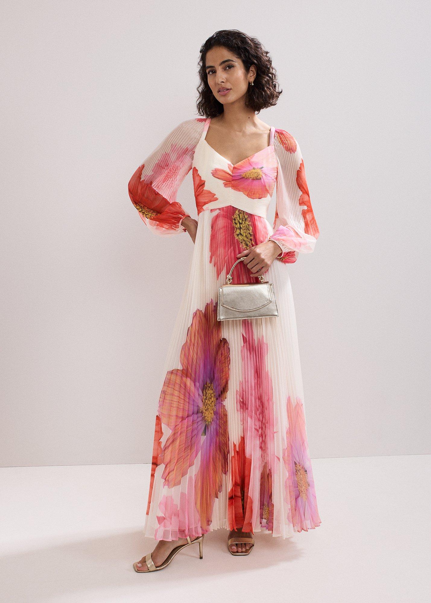 Reanna Pleated Floral Maxi Dress