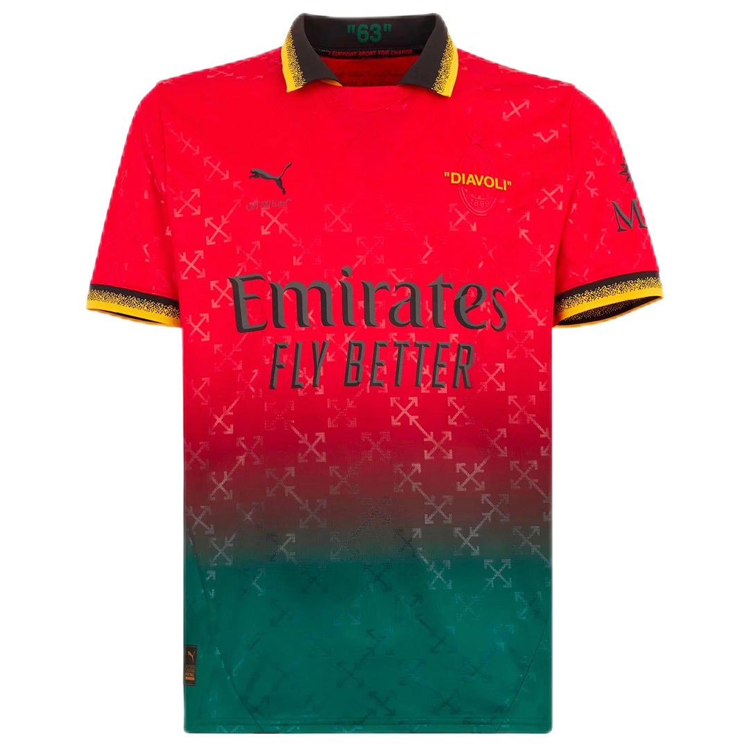 High Quality Moisture Wicking AC Milan X Off-White Shirt 2025 - Red
