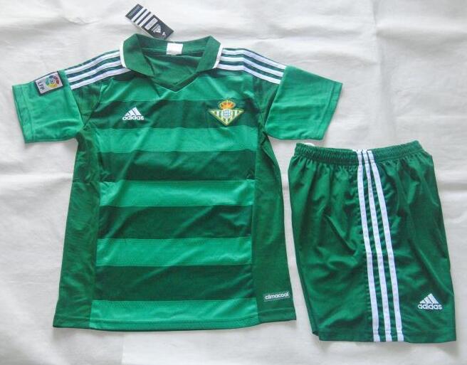 Premium Quality Kids Real Betis 2015-16 Away Soccer KitShirtShorts