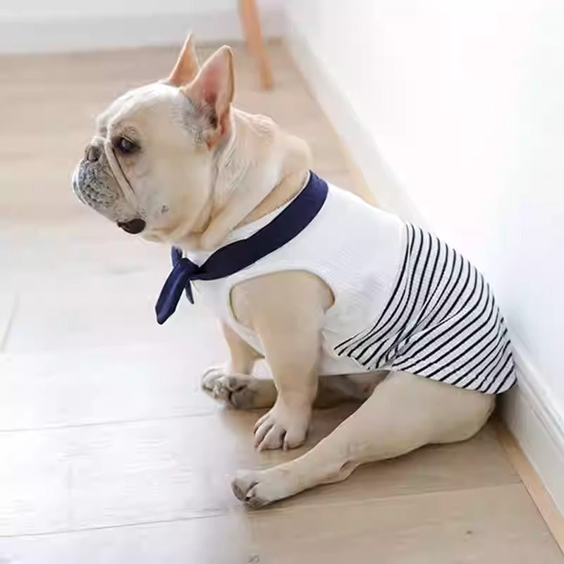 SeaFrench Frenchie Sailor Vest – Striped Thin Summer Dog Vest