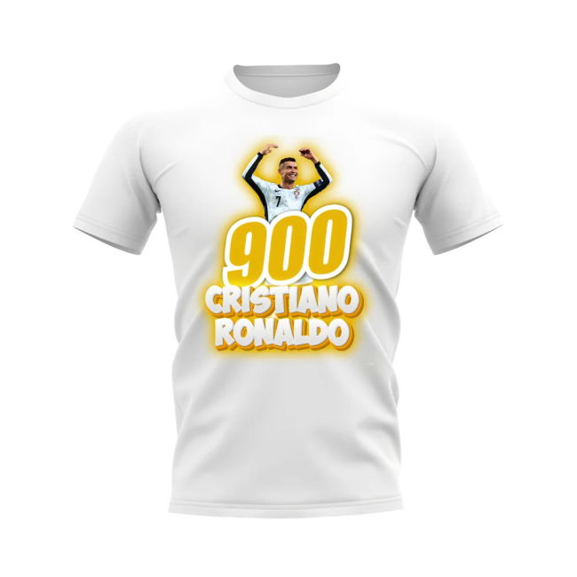 Cristiano Ronaldo 900 Career Goals T-Shirt (White) Oranje