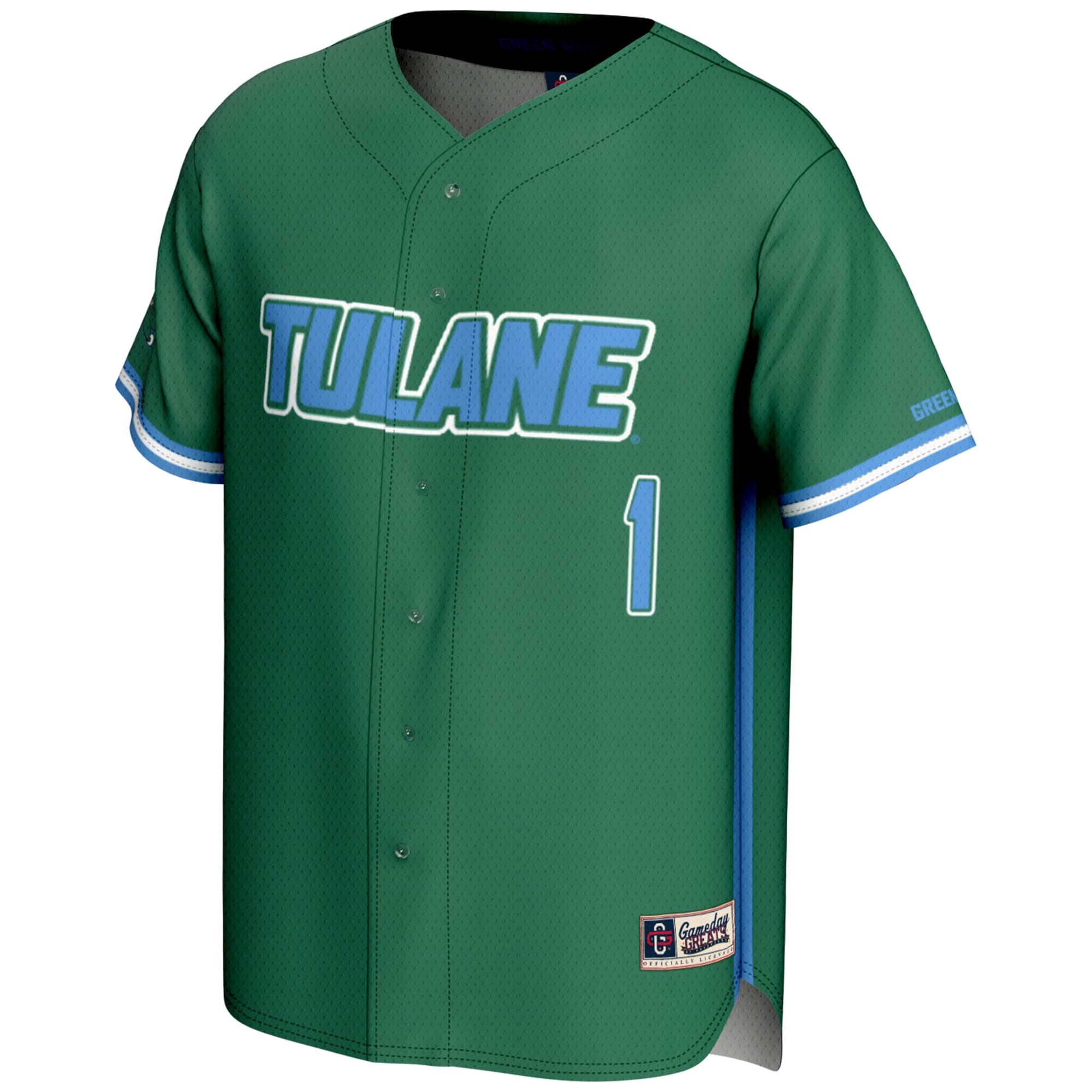 [DDG] Tulane Green Wave GameDay Greats Lightweight Baseball Jersey - Green