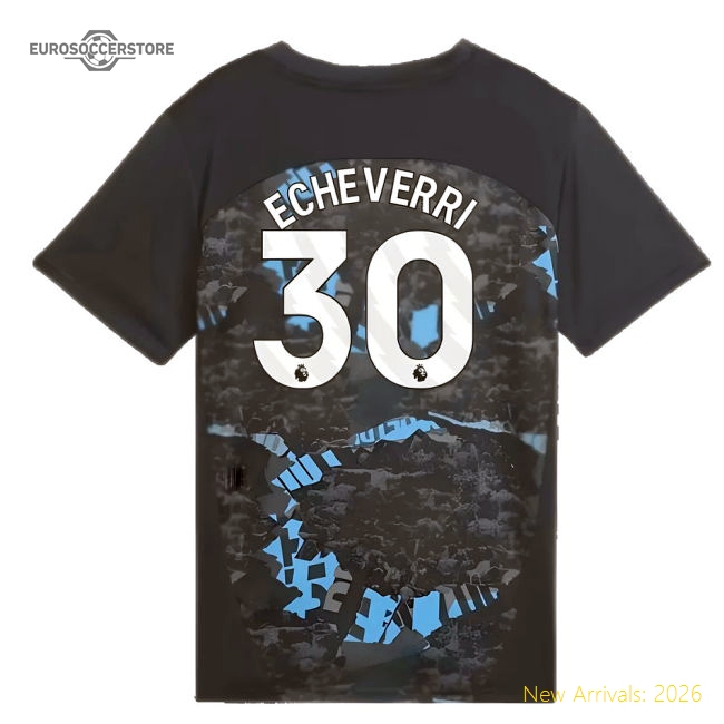 2024-2025 Man City Prematch SS Jersey (Strong Gray) - Kids (Echeverri 30)