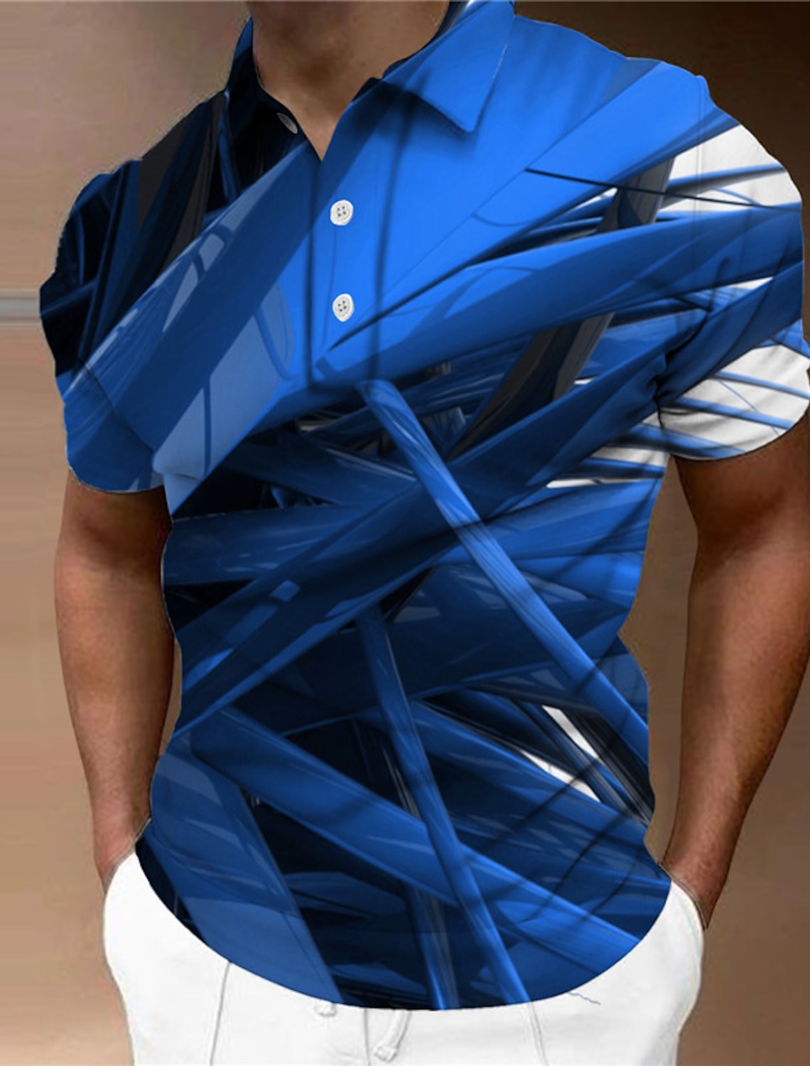 Men's Geometric Polo Shirts Golf Shirt Short Sleeve Polo Shirts Collared Shirts Business Casual Vacation Wear Formal Wear Festival Wear Buttons 3D Print Yellow Red Blue