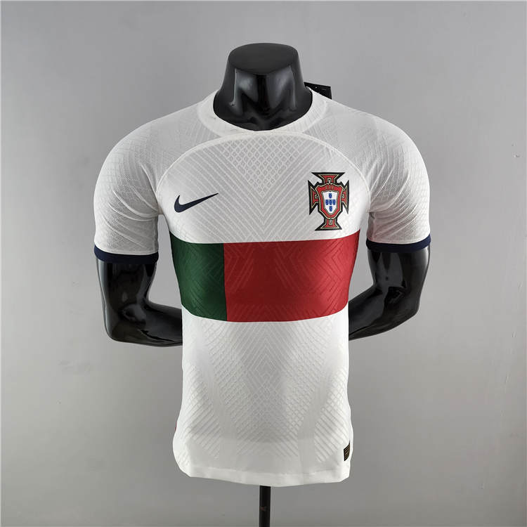 Breathable Portugal 2022 World Cup Away White Soccer Jersey Authentic