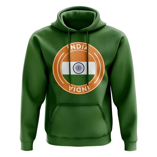 Premium-Quality India Football Badge Hoodie (Green) Top-Tier