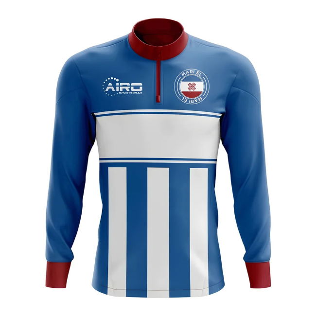 World Mari El Concept Football Half Zip Midlayer Top (Blue-White)