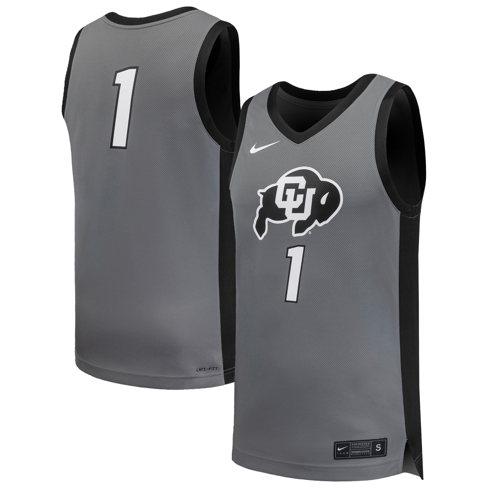 #1 Colorado Buffaloes Nike Replica Basketball Jersey - Gray