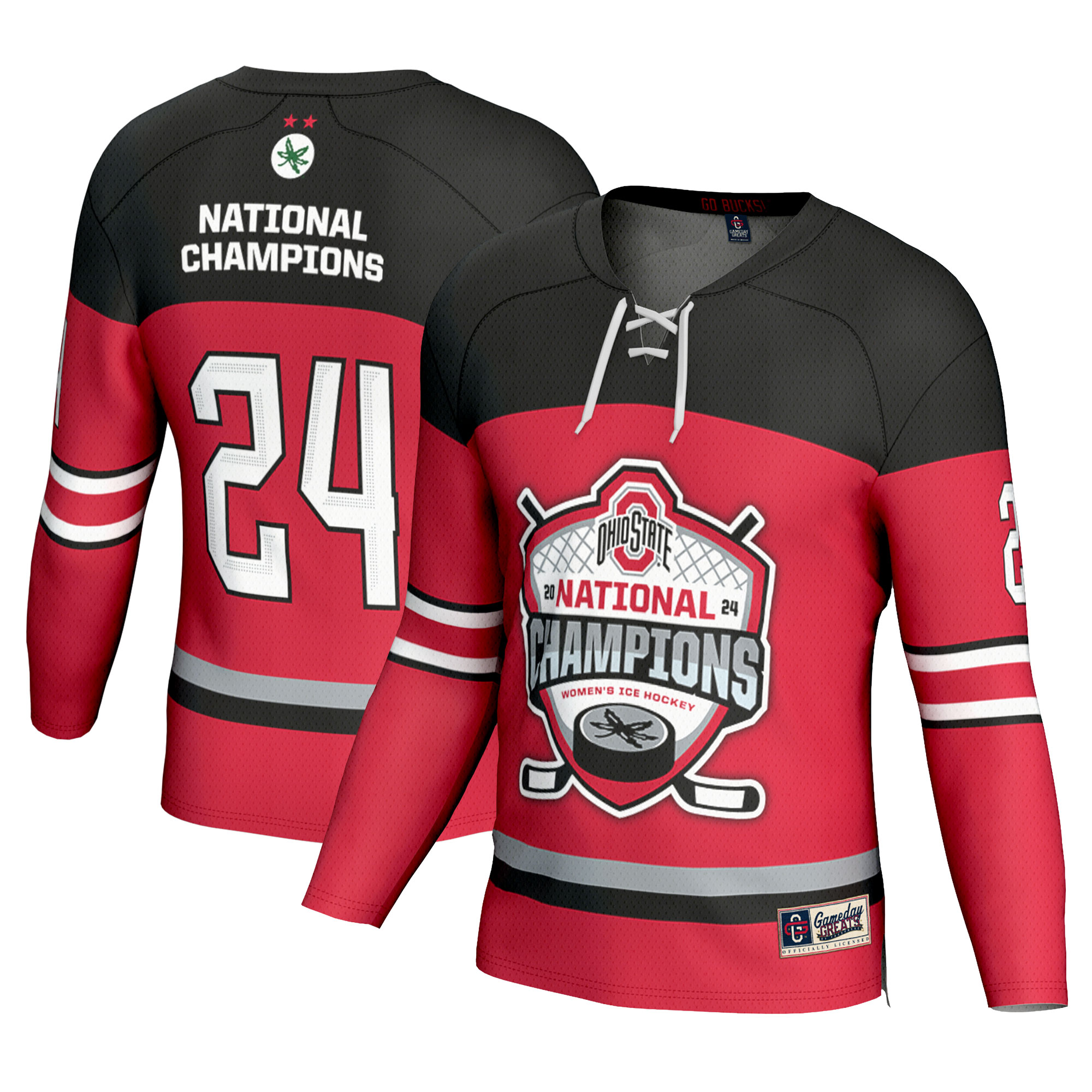 [NJP] Ohio State Buckeyes GameDay Greats Youth 2024 NCAA Women's Ice Hockey National Champions Fashion Jersey - Scarlet