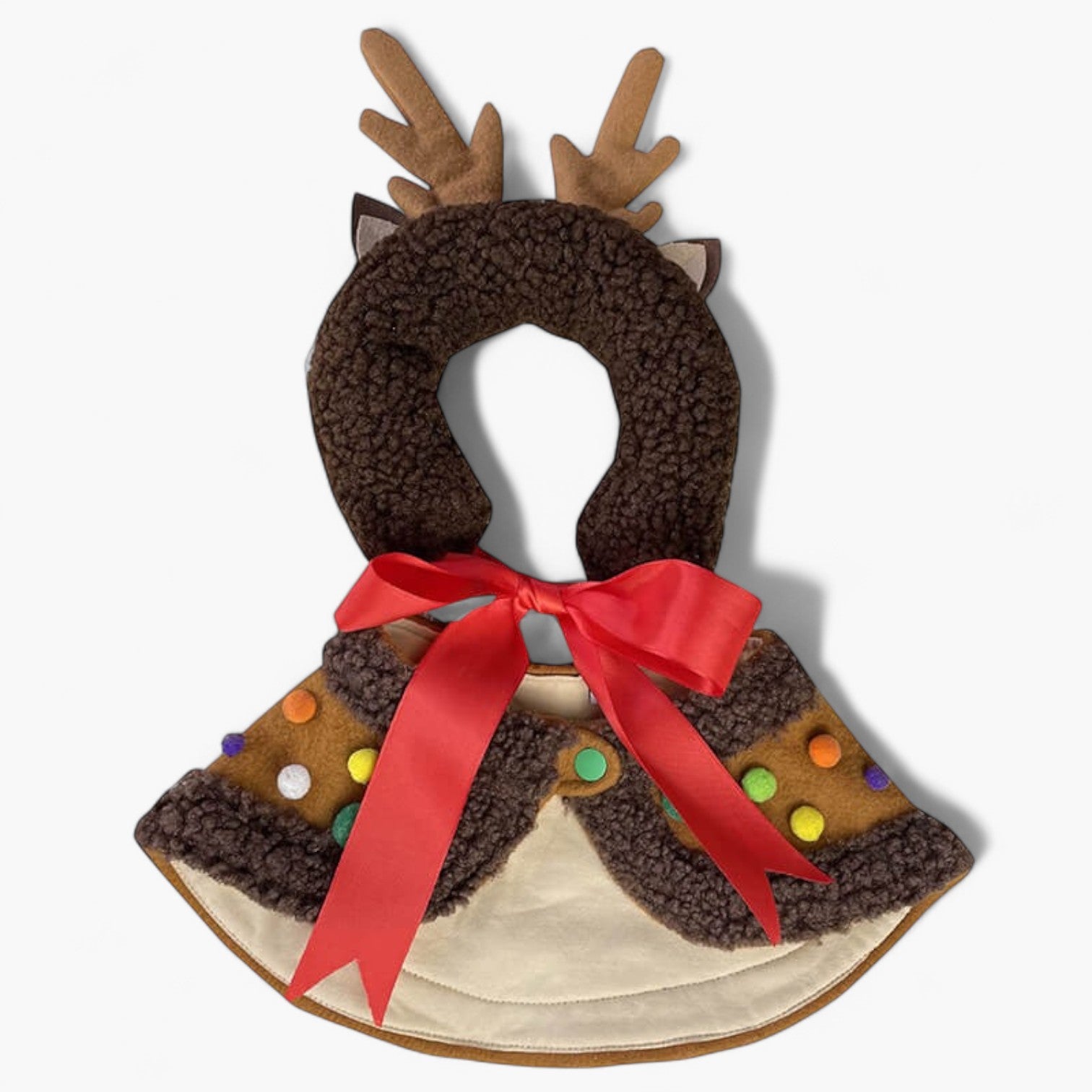 With Headwear – Plush Antler Hat Colorful Cape Outfit For Frenchie Fans