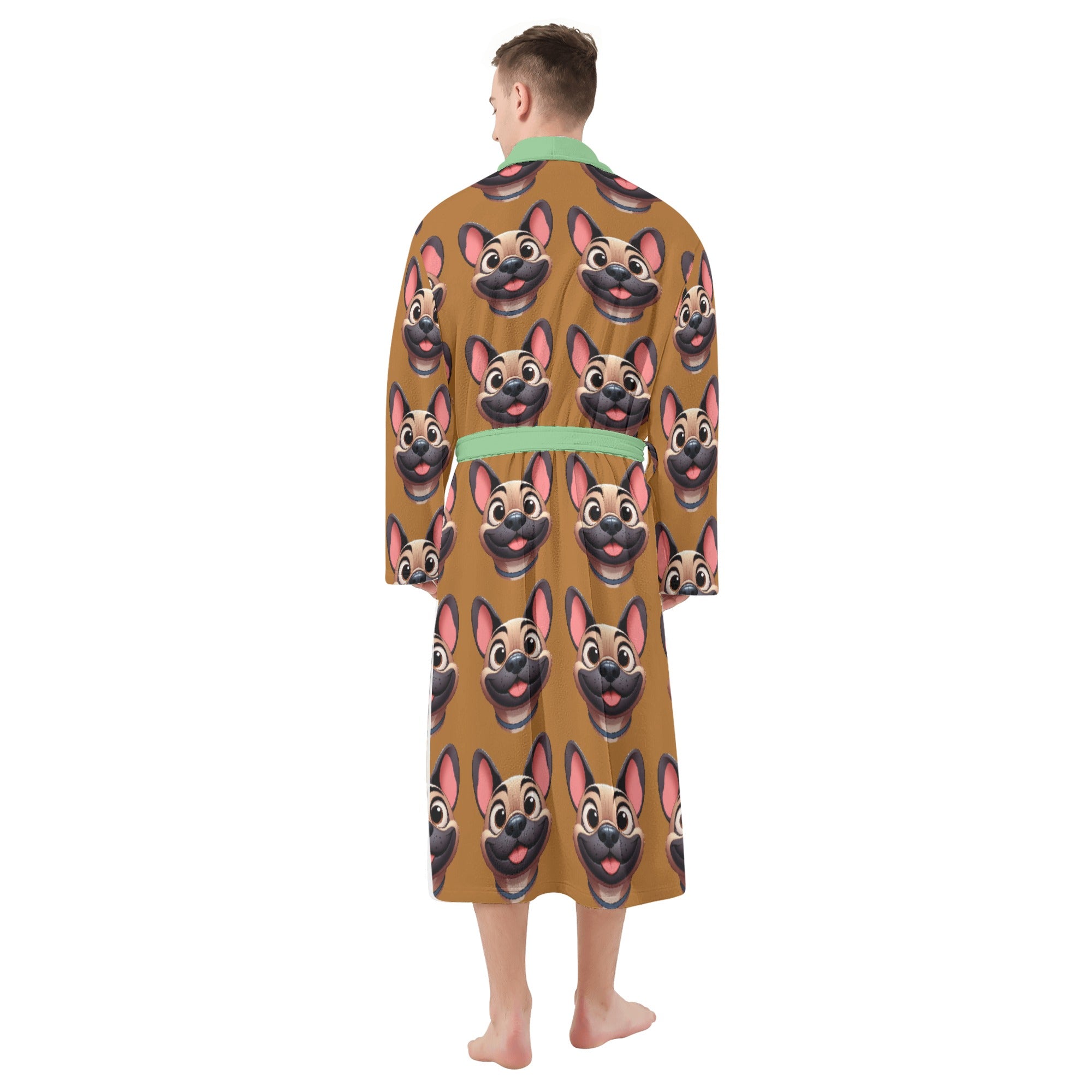 Street-Ready Frenchie-Fan Cozy Scout - Men Bathrobe for Home Use