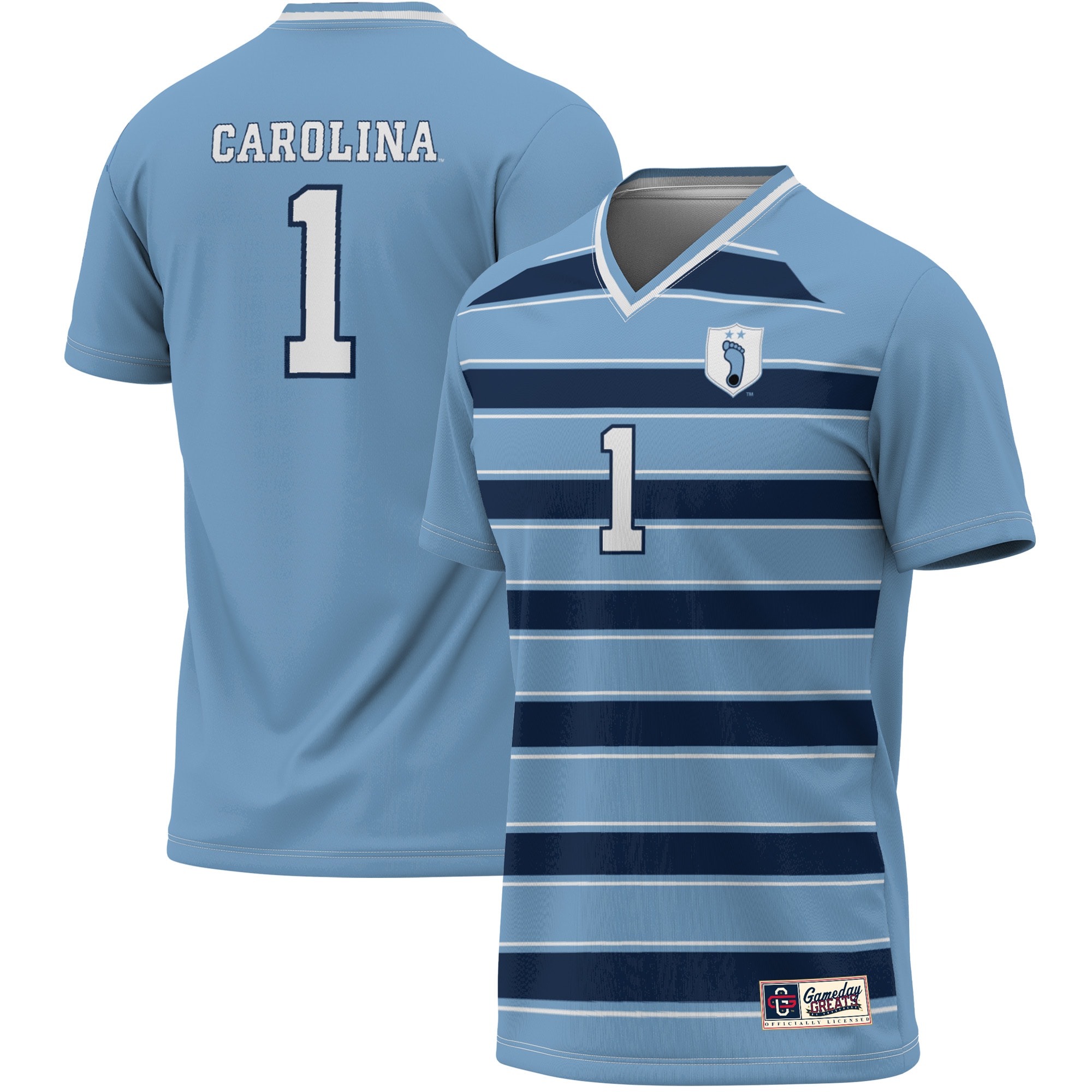 [NJP] Women's North Carolina Tar Heels GameDay Greats Lightweight Soccer Fashion Jersey - Carolina Blue/Navy