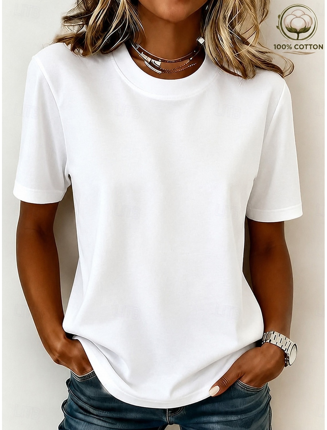 Women's 100% Cotton T-Shirts - Quality Basic Short Sleeve V Neck Tee